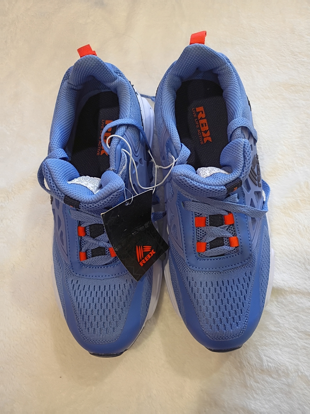 RBX Blue Athletic Sneakers with Orange Accents